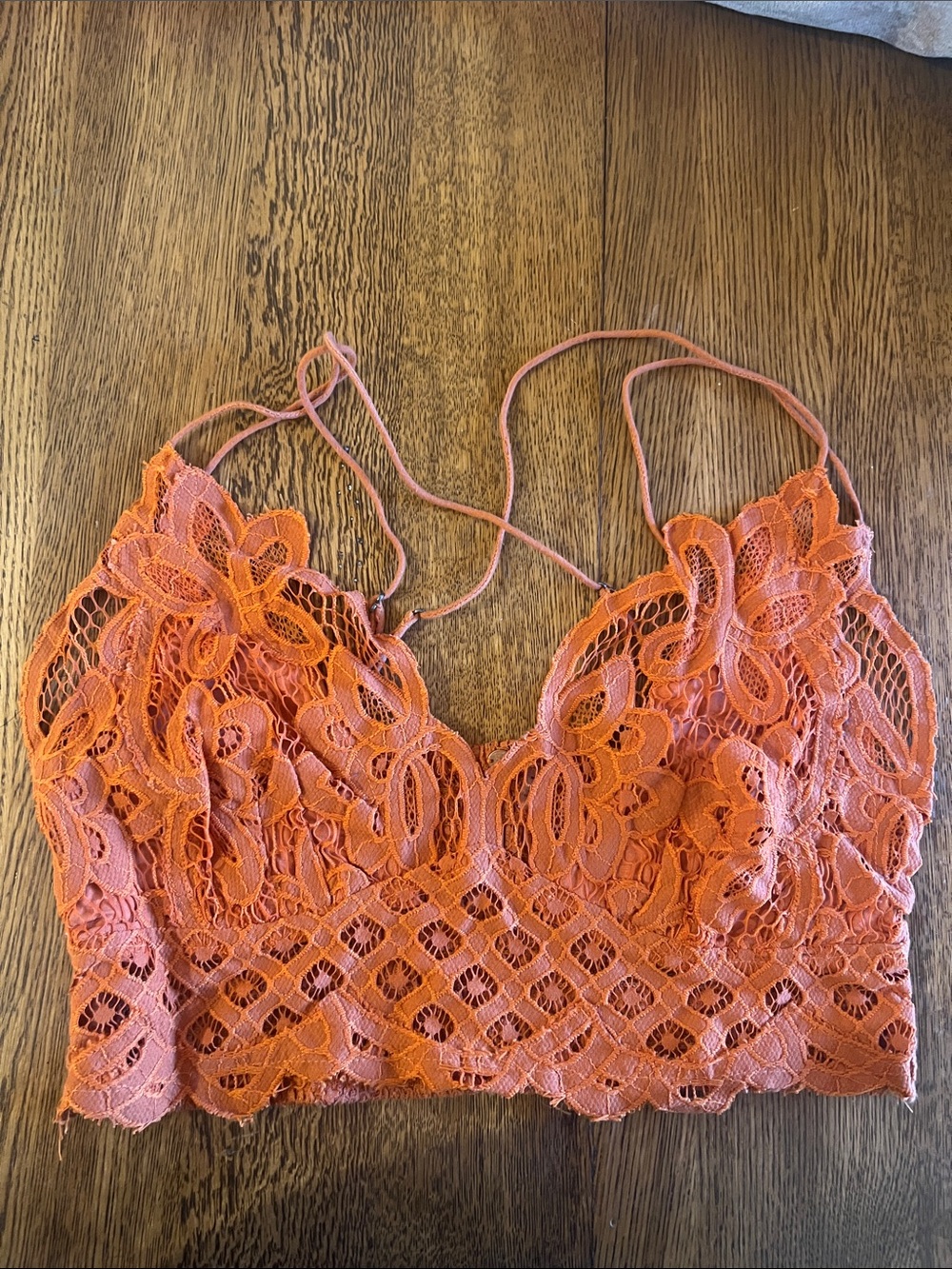 Free People Lace Bralette Camisole in Coral Orange